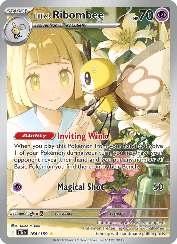 Lillie's Ribombee Illustration rare Pokemon card #164 from Journey Together