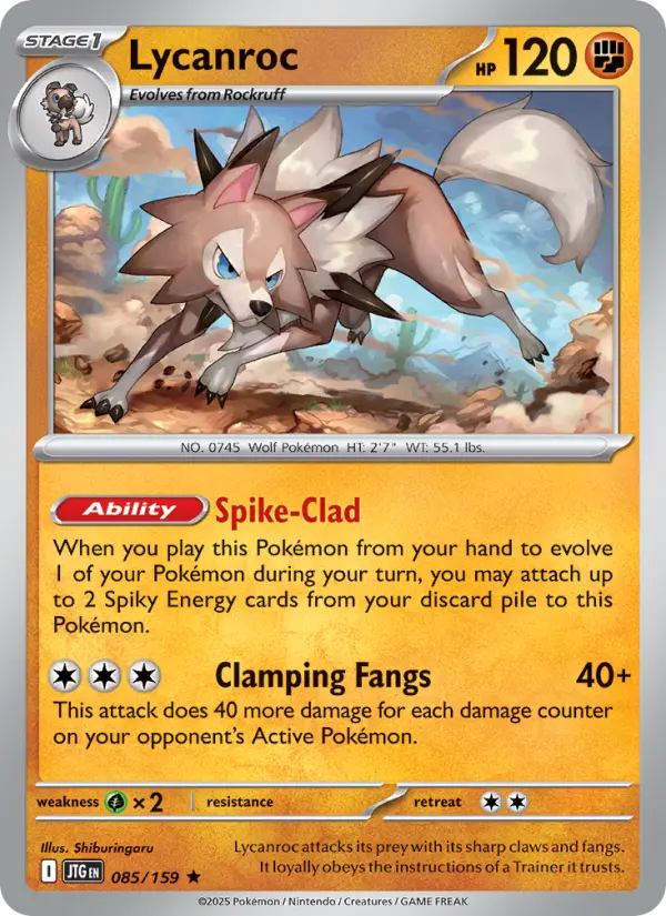 Lycanroc Rare Pokemon card #085 from Journey Together