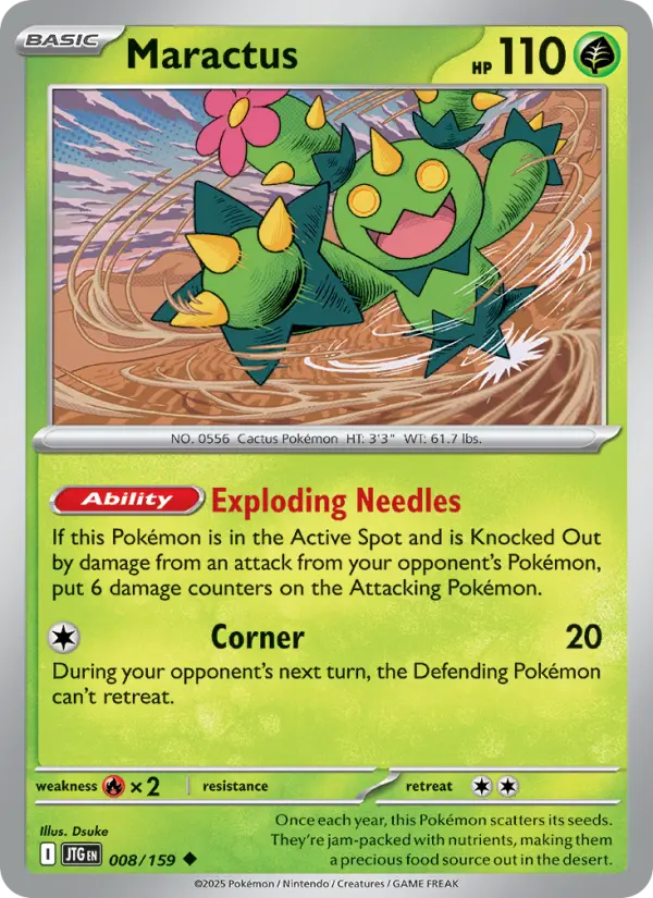 Maractus Uncommon Pokemon card #008 from Journey Together