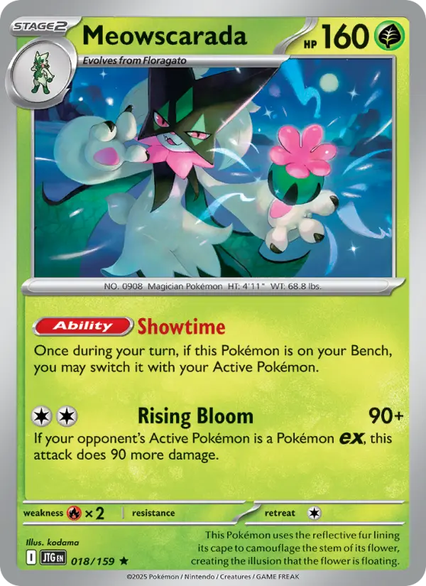 Meowscarada Rare Pokemon card #018 from Journey Together