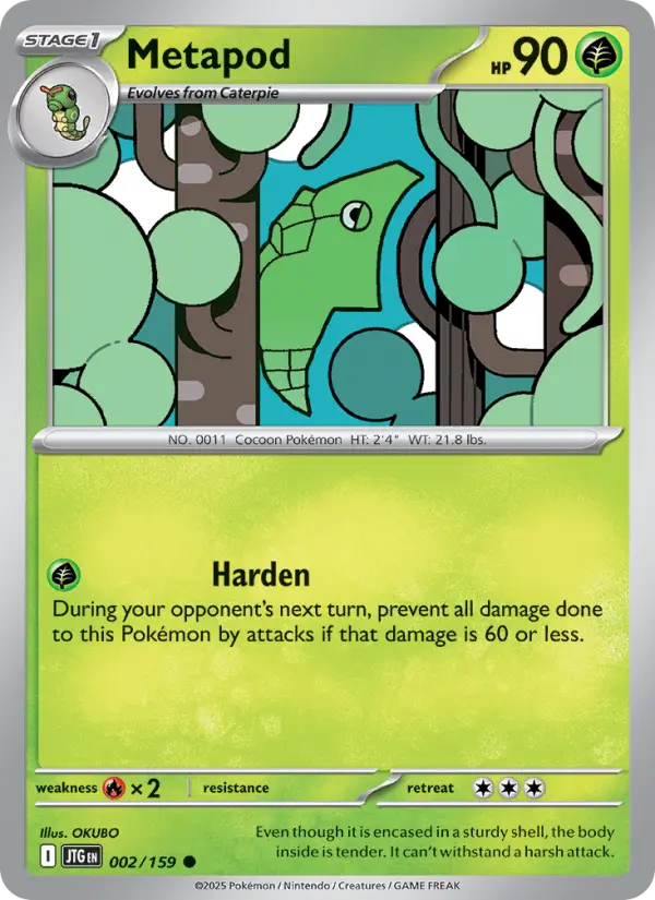 Metapod Common Pokemon card #002 from Journey Together