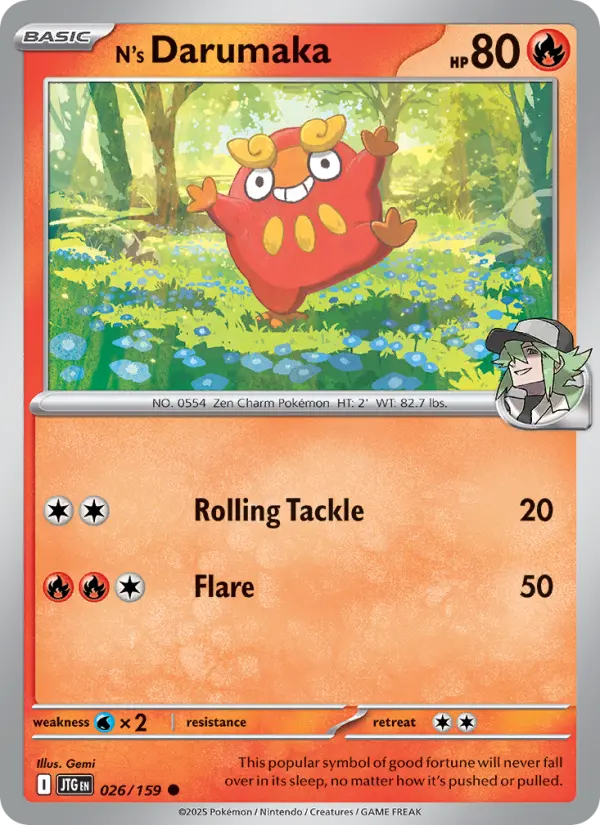 N's Darumaka Common Pokemon card #026 from Journey Together