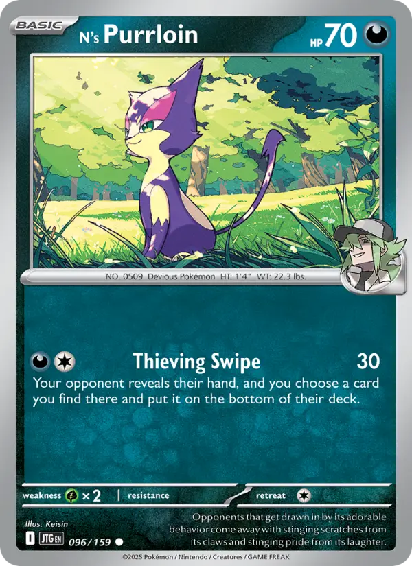 N's Purrloin Common Pokemon card #096 from Journey Together
