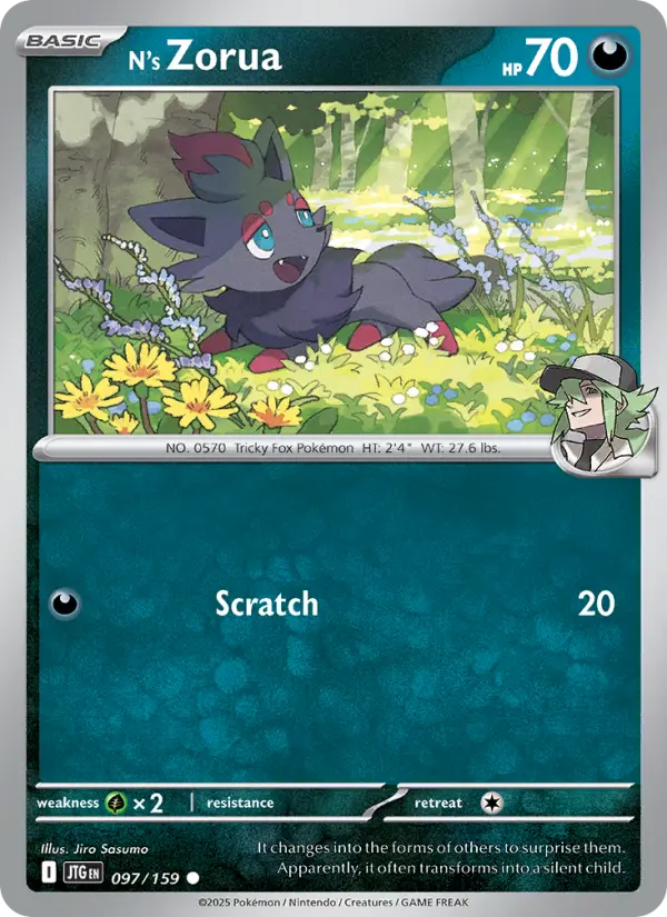 N's Zorua Common Pokemon card #097 from Journey Together