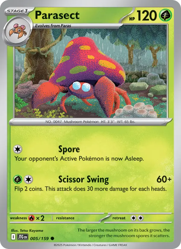 Parasect Common Pokemon card #005 from Journey Together