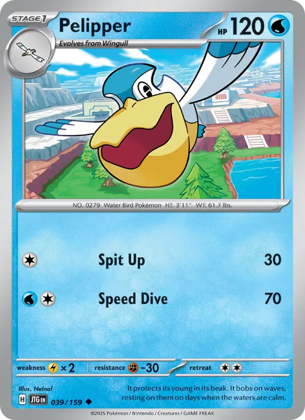 Pelipper Uncommon Pokemon card #039 from Journey Together