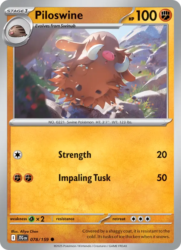 Piloswine Common Pokemon card #078 from Journey Together