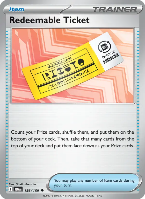 Redeemable Ticket Uncommon Pokemon card #156 from Journey Together