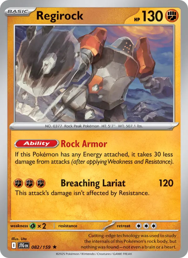 Regirock Rare Pokemon card #082 from Journey Together