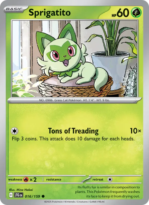 Sprigatito Common Pokemon card #016 from Journey Together