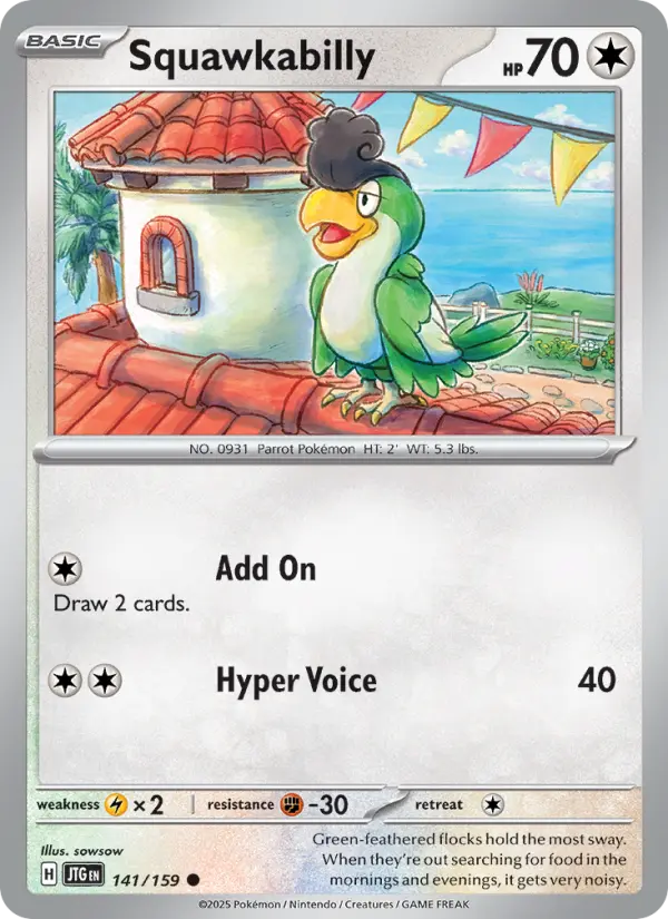 Squawkabilly Common Pokemon card #141 from Journey Together