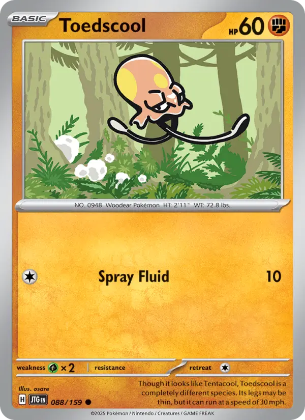 Toedscool Common Pokemon card #088 from Journey Together