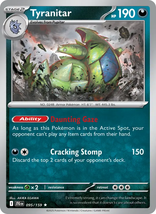 Tyranitar Rare Pokemon card #095 from Journey Together