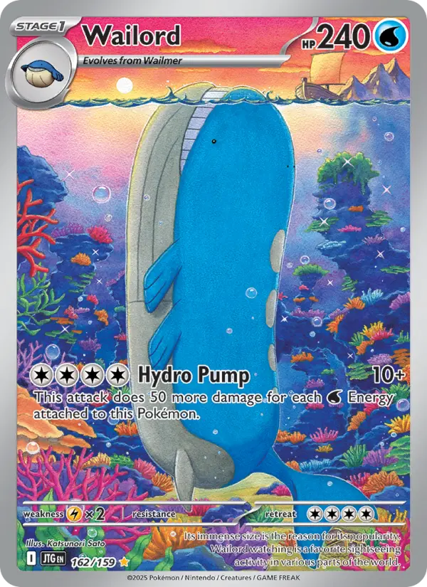 Wailord Illustration rare Pokemon card #162 from Journey Together