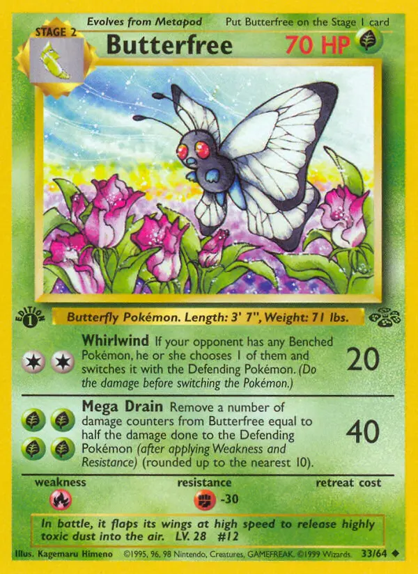 Butterfree Uncommon Pokemon card #33 from Jungle