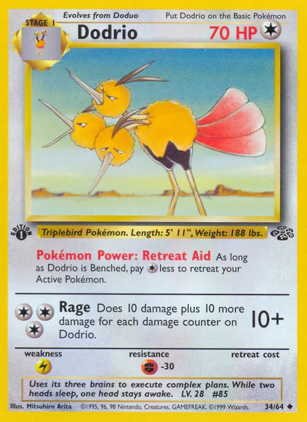 Dodrio Uncommon Pokemon card #34 from Jungle