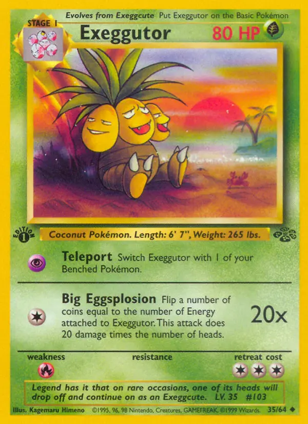 Exeggutor Uncommon Pokemon card #35 from Jungle