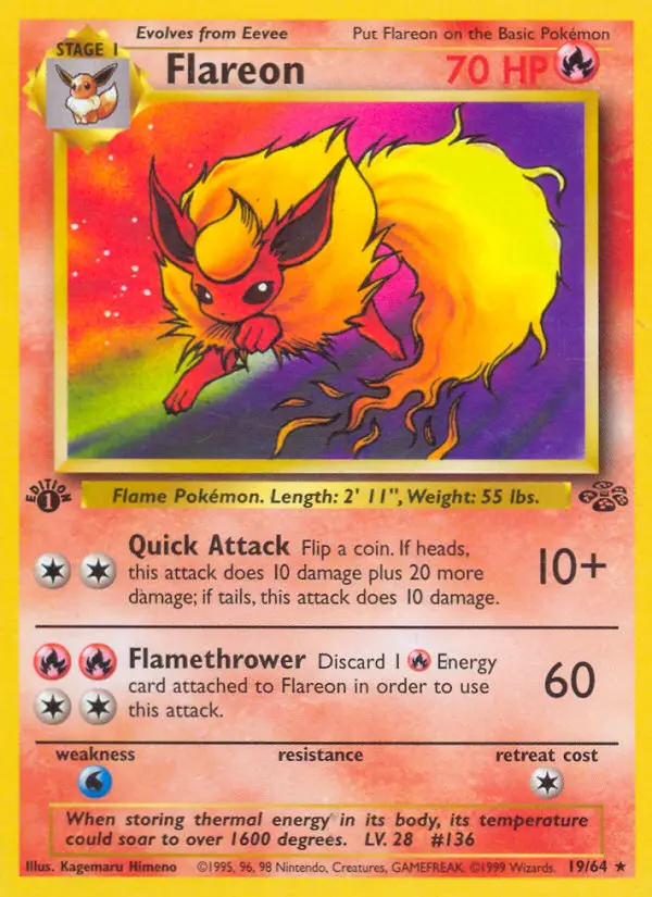 Flareon Rare Pokemon card #19 from Jungle