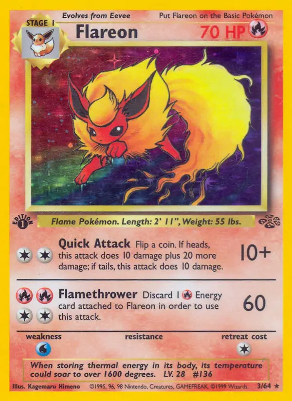 Flareon Rare Pokemon card #3 from Jungle