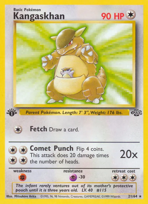 Kangaskhan Rare Pokemon card #21 from Jungle