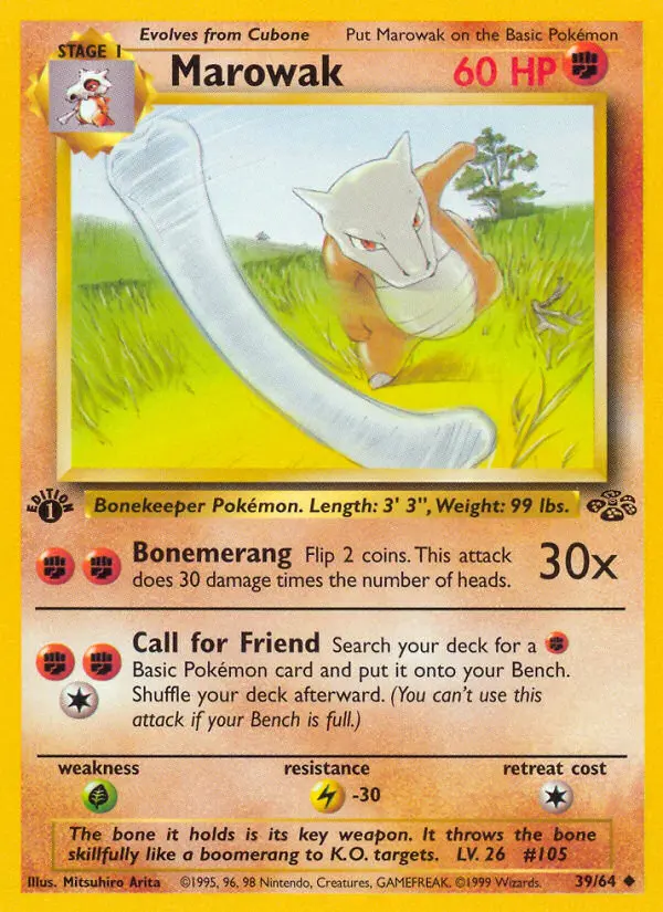 Marowak Uncommon Pokemon card #39 from Jungle