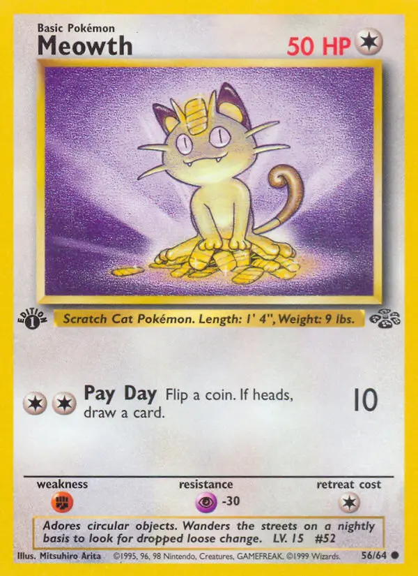 Meowth Common Pokemon card #56 from Jungle