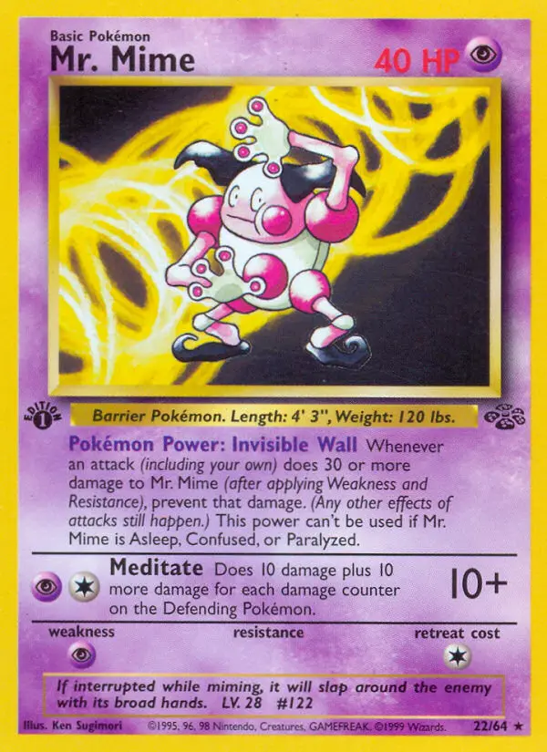 Mr. Mime Rare Pokemon card #22 from Jungle