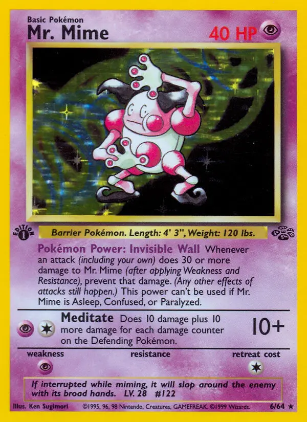 Mr. Mime Rare Pokemon card #6 from Jungle
