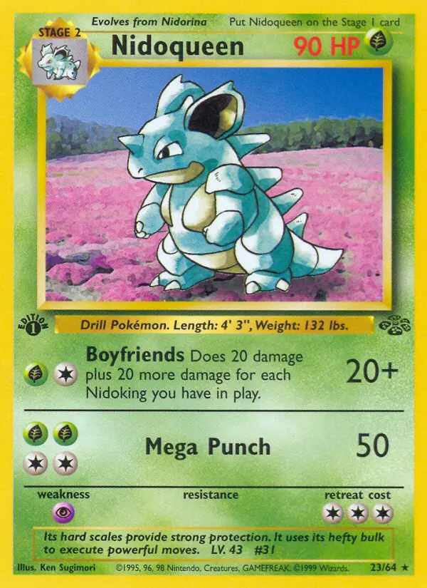Nidoqueen Rare Pokemon card #23 from Jungle