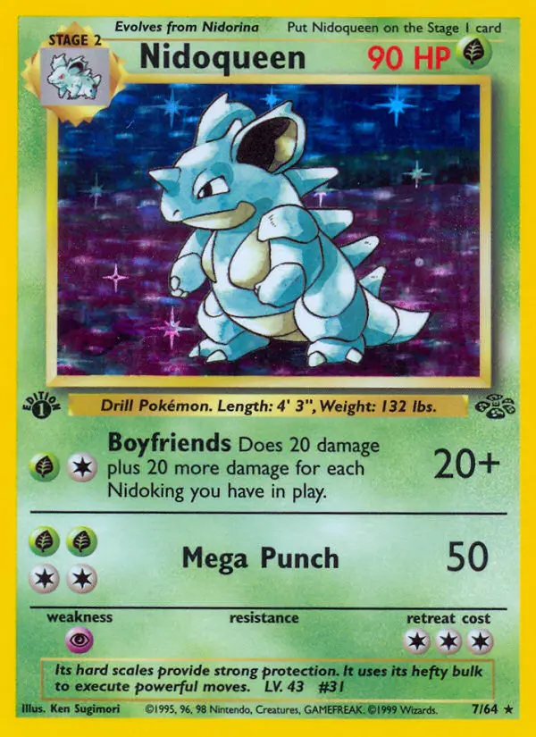 Nidoqueen Rare Pokemon card #7 from Jungle