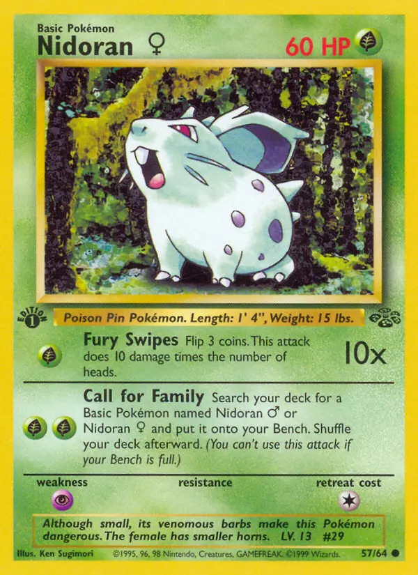 Nidoran♀ Common Pokemon card #57 from Jungle
