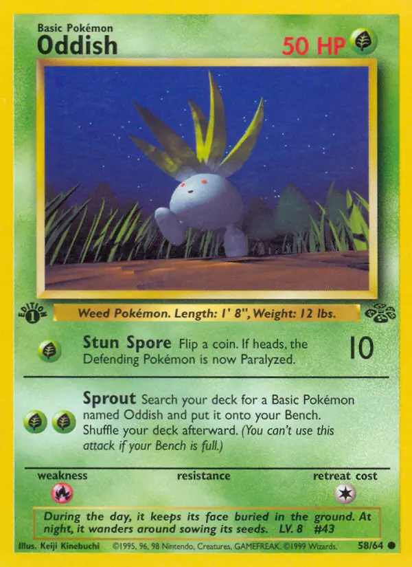 Oddish Common Pokemon card #58 from Jungle