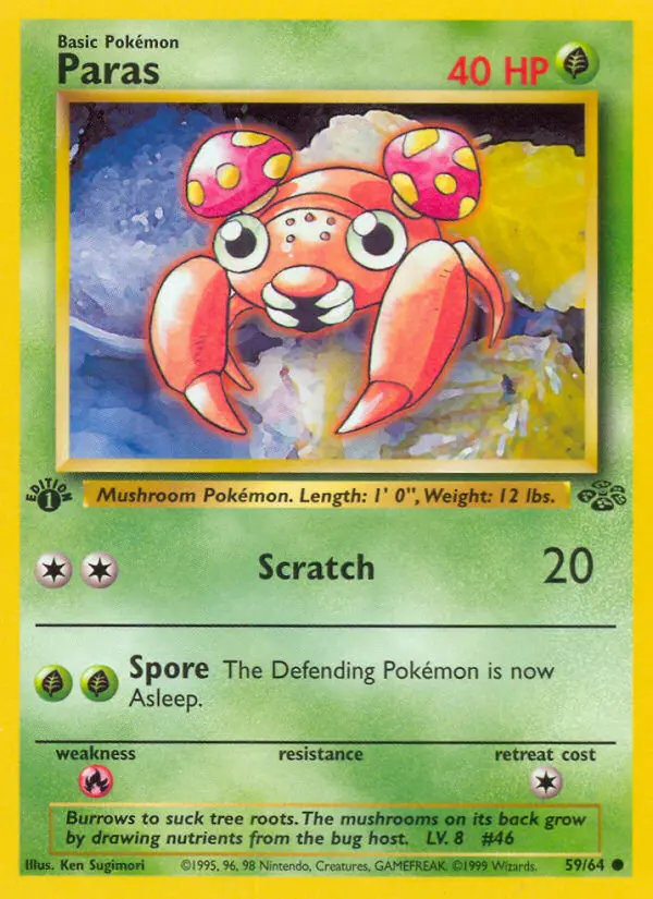 Paras Common Pokemon card #59 from Jungle