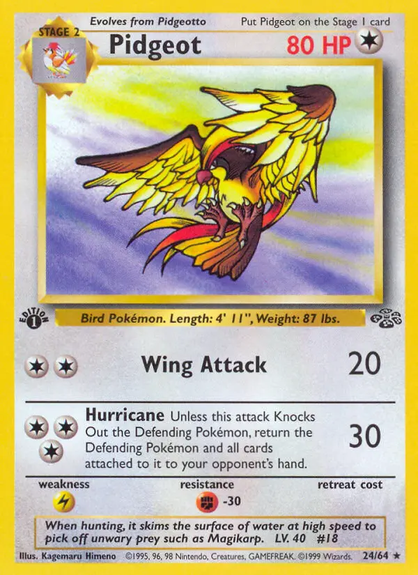 Pidgeot Rare Pokemon card #24 from Jungle