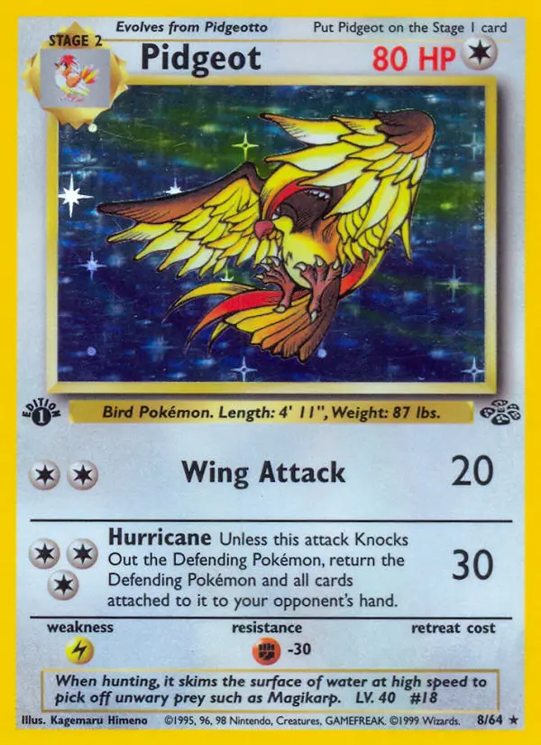 Pidgeot Rare Pokemon card #8 from Jungle
