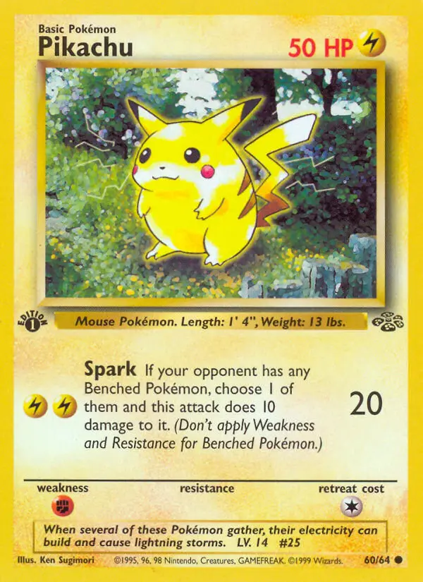 Pikachu Common Pokemon card #60 from Jungle