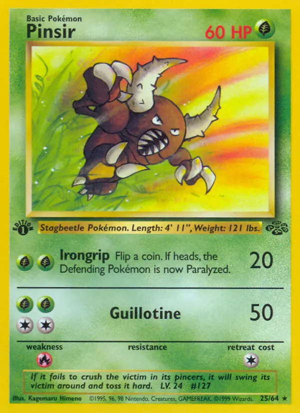 Pinsir Rare Pokemon card #25 from Jungle
