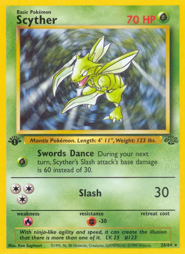 Scyther Rare Pokemon card #26 from Jungle