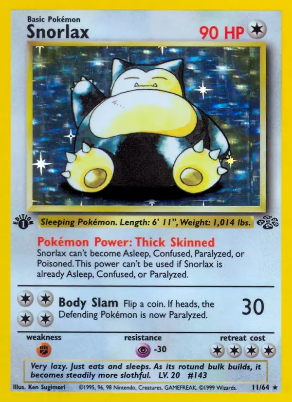 Snorlax Rare Pokemon card #11 from Jungle