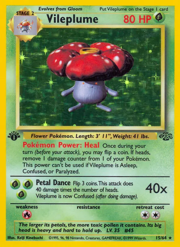 Vileplume Rare Pokemon card #15 from Jungle
