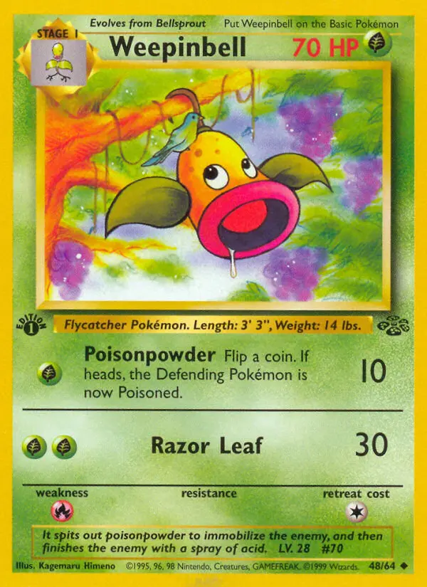 Weepinbell Uncommon Pokemon card #48 from Jungle