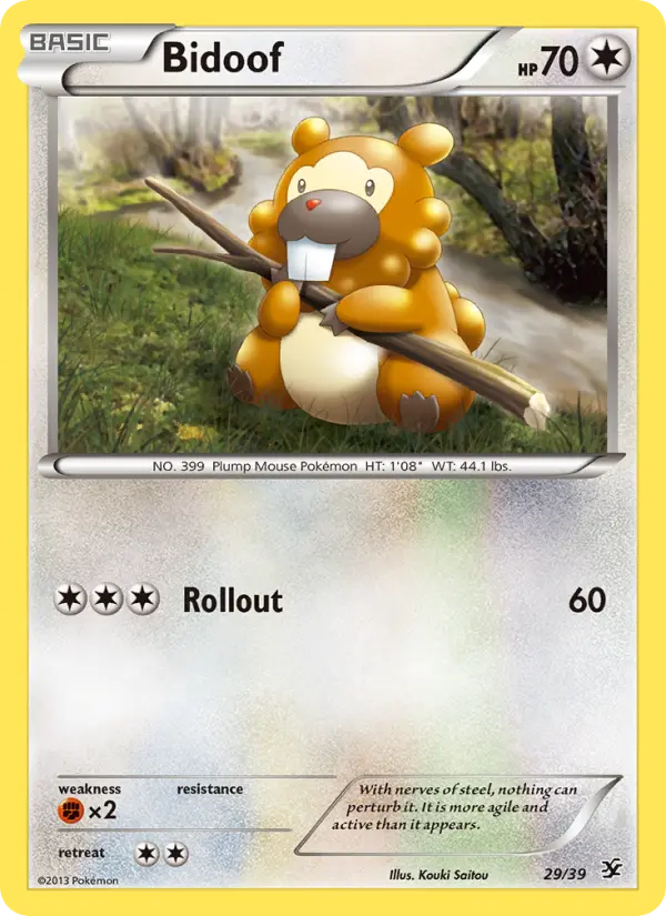 Bidoof None Pokemon card #29 from Kalos Starter Set