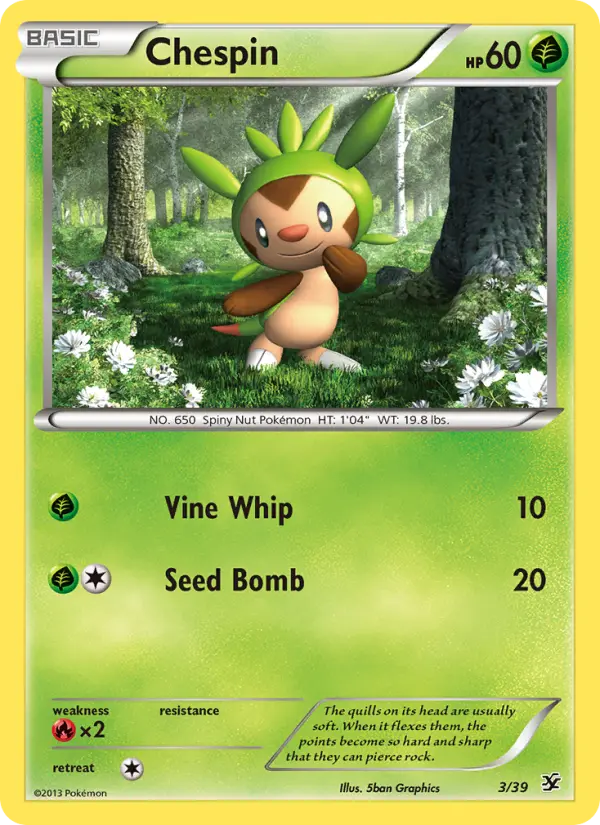 Chespin None Pokemon card #3 from Kalos Starter Set