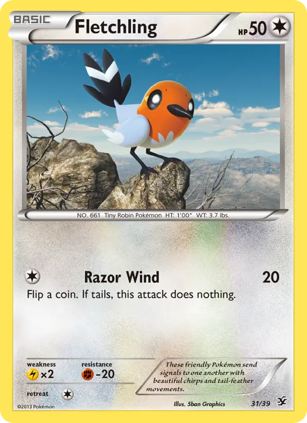 Fletchling None Pokemon card #31 from Kalos Starter Set