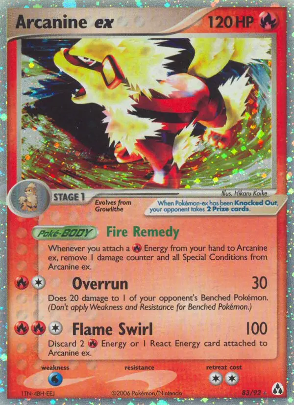 Arcanine ex Rare Pokemon card #83 from Legend Maker