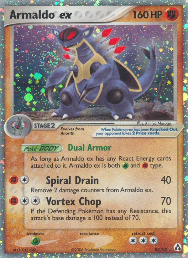 Armaldo ex Rare Pokemon card #84 from Legend Maker