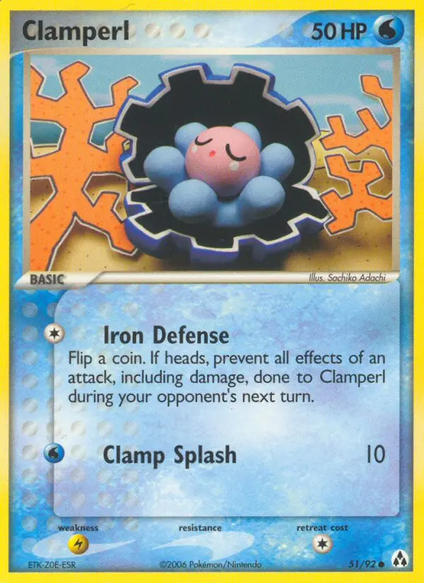 Clamperl Common Pokemon card #51 from Legend Maker