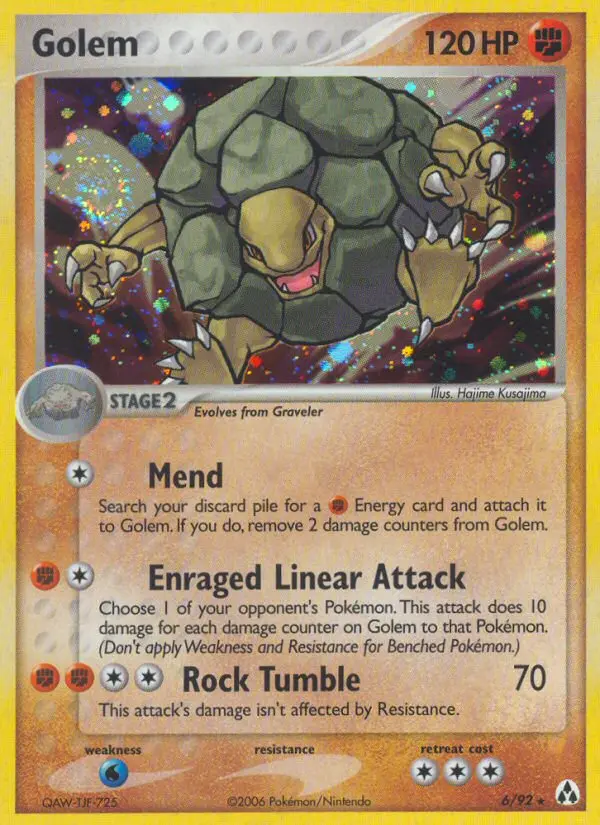 Golem Rare Pokemon card #6 from Legend Maker