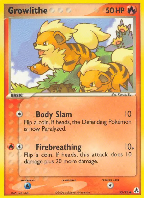 Growlithe Common Pokemon card #55 from Legend Maker