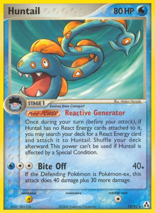 Huntail Rare Pokemon card #18 from Legend Maker